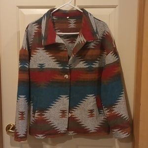 Western print collared jacket